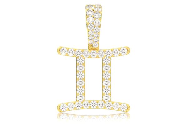 Gemini Zodiac Diamond Pendant 14k Solid Gold 0.75ctw