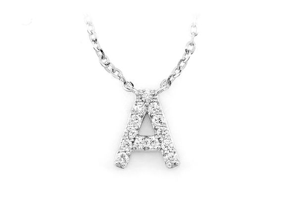 Any Letter Diamond Pendant Attached Necklace 14k Solid Gold 0.10ctw