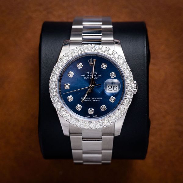 Rolex Datejust 36 - Ss 3 2/3ctw Oyster Custom Dia Bezel (2009) - Nc