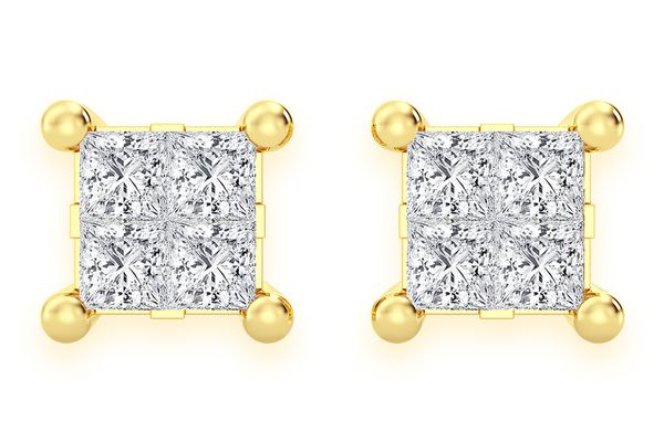 0.75ctw Quad Stud Diamond Earrings 14k Solid Gold 