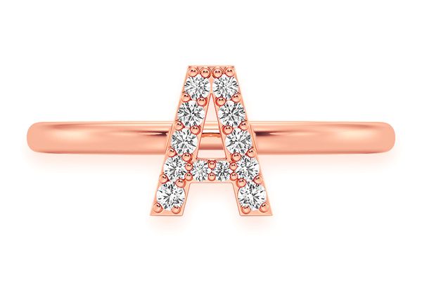 Alphabet Letter Diamond Ring 14k Solid Gold 0.20ctw