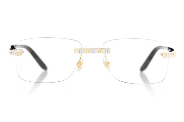 Cartier Glasses Iced Out Diamonds Rimless - 2.00ctw - Yellow Gold