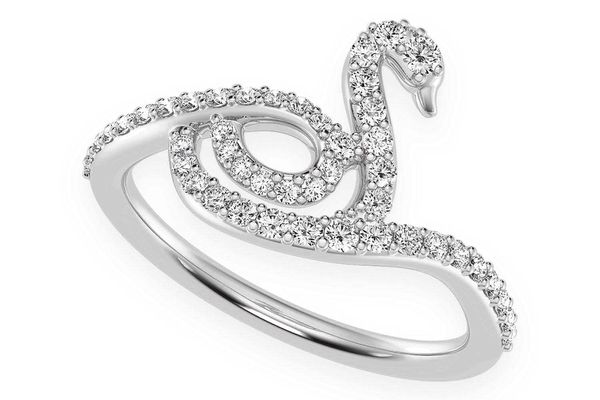 Full Body Swan Diamond Ring 14k Solid Gold 0.33ctw