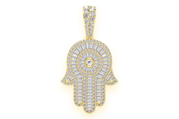 Hamsa Diamond Pendant 14k Solid Gold 2.10ctw