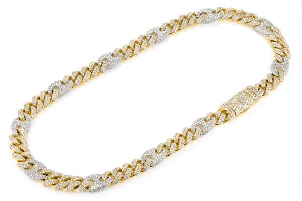 Mariner Cuban Link Diamond Chain Link Necklace 14k Solid Gold 28.25ctw