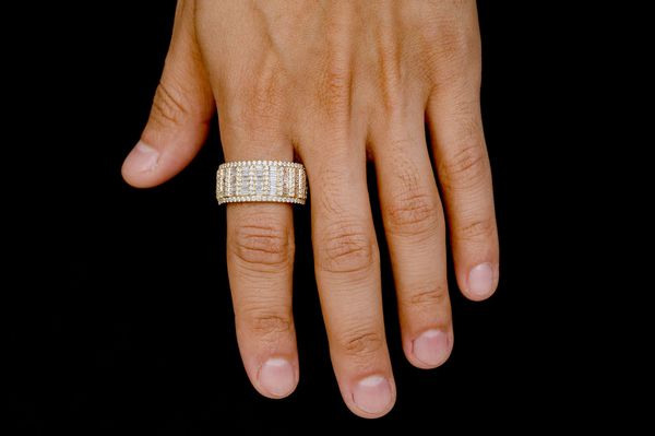 Super Baguette & Round Diamond Band 14k Solid Gold 2.75ctw 