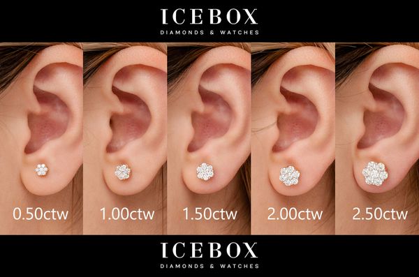 Icebox 0.75ctw Flower Stud Diamond Earrings 14k Solid Gold