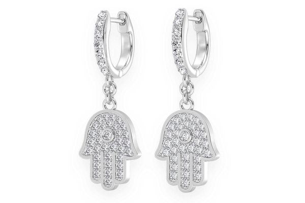 Hamsa Dangling Diamond Earrings 14k Solid Gold 0.56ctw