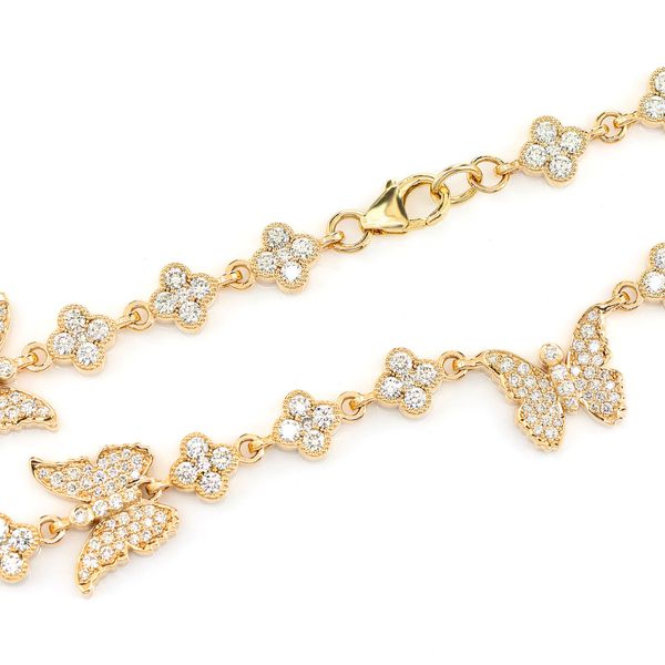 Butterfly Clover Diamond Chain 14k Solid Gold 7.20ctw