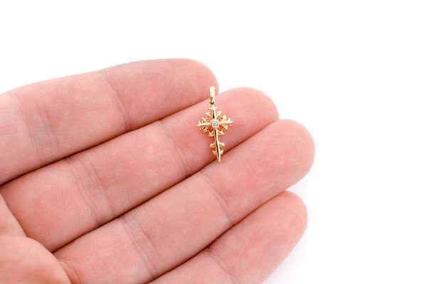 Filigree Cross 14k Solid Gold .02ctw