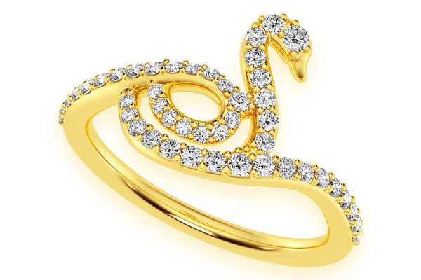 Full Body Swan Diamond Ring 14k Solid Gold 0.33ctw