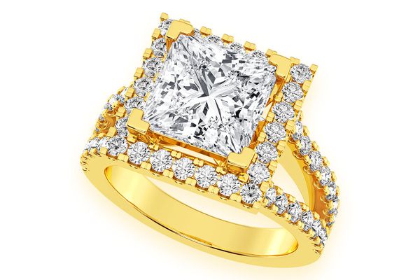 3.00ct Princess Solitaire - Two Row Split - Diamond Engagement Ring - All Natural Vs Diamonds