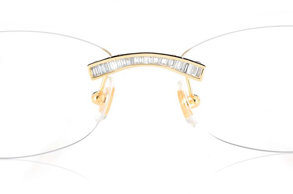 Cartier Glasses Iced Out Diamonds Rimless - 1.62ctw - Yellow Gold