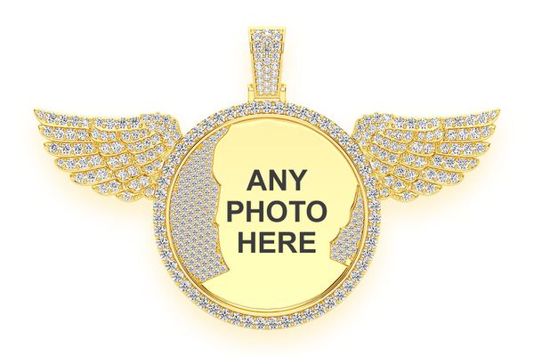 Wings Picture Diamond Pendant 14k Solid Gold 10.50ctw