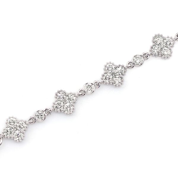 Clover Link Bezel Milgrain Diamond Bracelet 14k Solid Gold 2.75ctw