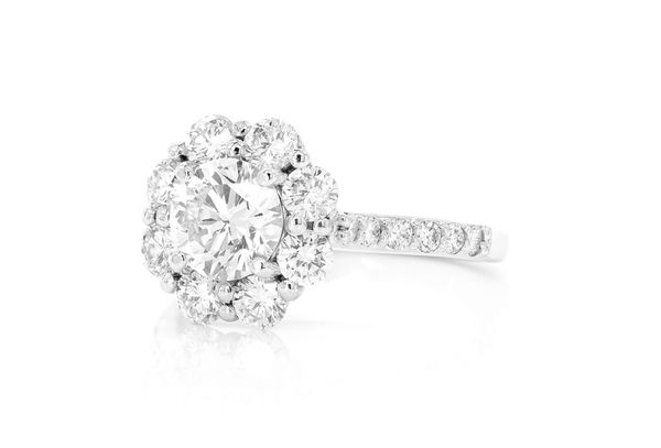 1.25ct Solitaire - Round Halo - Diamond Engagement Ring - All Natural