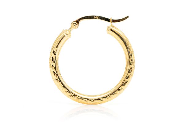 3MM Diamond-Cut Hoop Earrings 14k Solid Gold Small