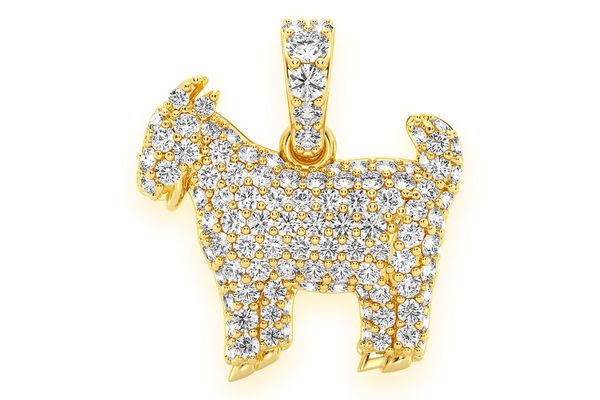 Goat Diamond Pendant 14k Solid Gold 0.50ctw