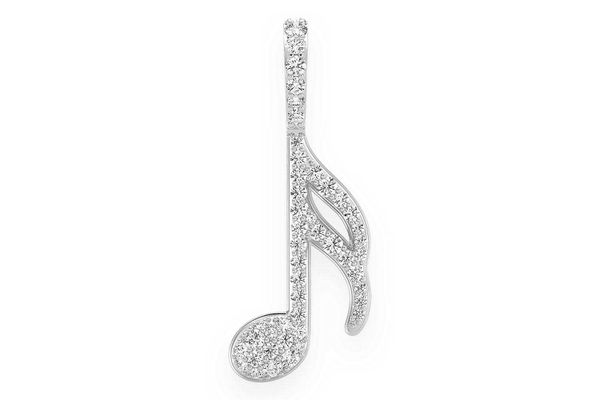 Semiquaver Musical Note Diamond Pendant 14k Solid Gold 0.50ctw