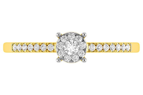 Halo Single Row Diamond Engagement Ring 0.12ctw - 14k Solid Gold- All Natural