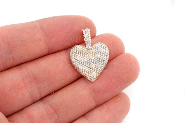 Bubbly Heart Diamond Pendant 14k Solid Gold 1.25ctw