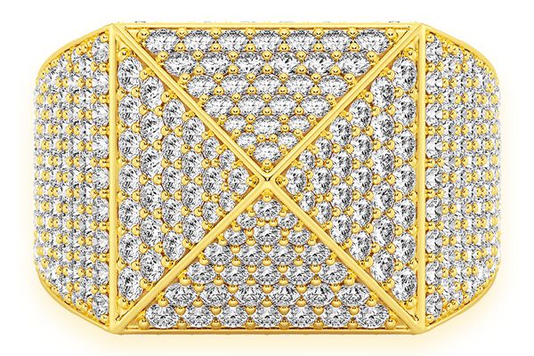 Pyramid Signet Diamond Ring 14k Solid Gold 3.00ctw