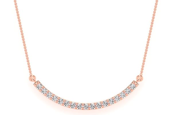 Curved Bar Diamond Necklace Connected 14k Solid Gold 0.15ctw