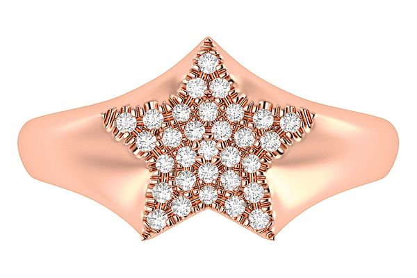 Star Diamond Ring 14k Solid Gold 0.12ctw