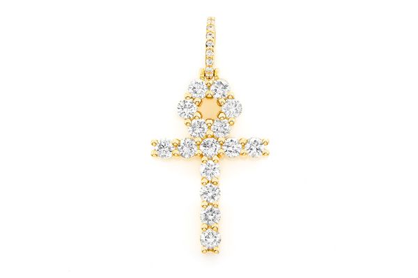 Ankh Diamond Pendant 14k Solid Gold 2.35ctw