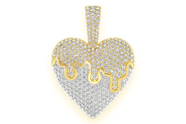 Dripping Heart Diamond Pendant 14k Solid Gold 1.25ctw