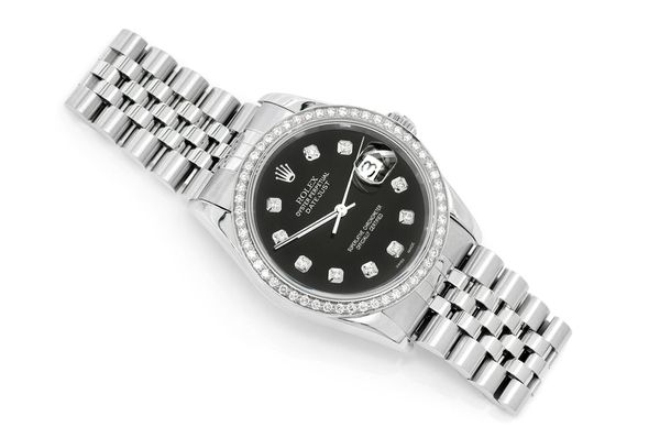 Rolex Datejust 36MM Steel (16200) - 1.00ctw Diamond Bezel