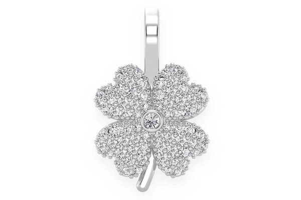 Four Leaf Clover Diamond Pendant 14k Solid Gold 0.35ctw