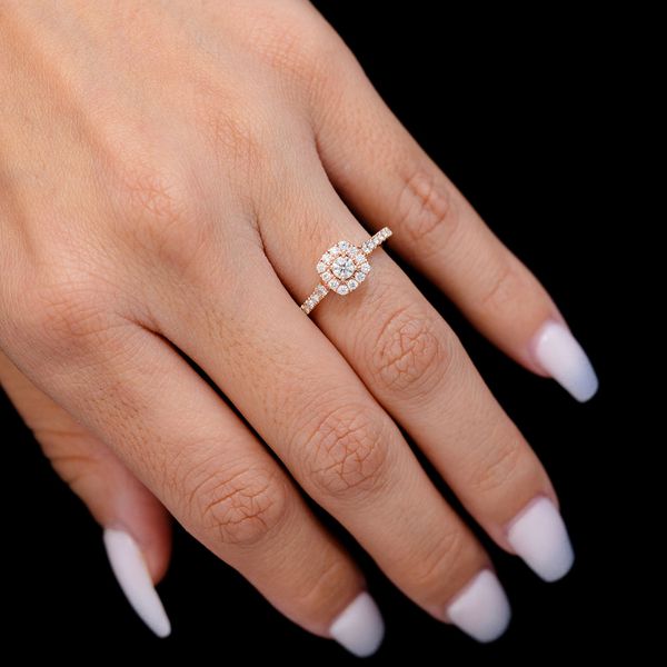 Single Band Diamond Halo Engagement Ring - All Natural - 14k Solid Gold - 1.00ctw