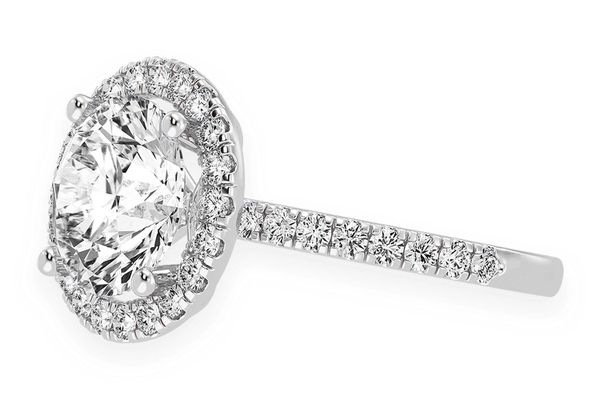 Thav - 3.00ct Round Solitaire - Scallop Halo One Row - Diamond Engagement Ring - All Natural Vs Diamonds