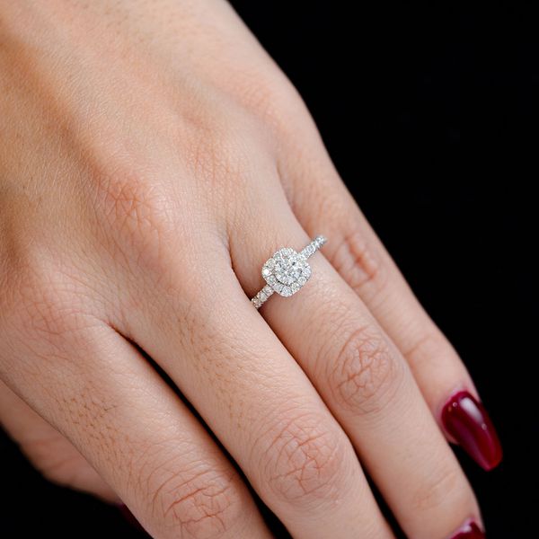 Thav - 0.75ctw Square Halo - Diamond Engagement Ring - All Natural