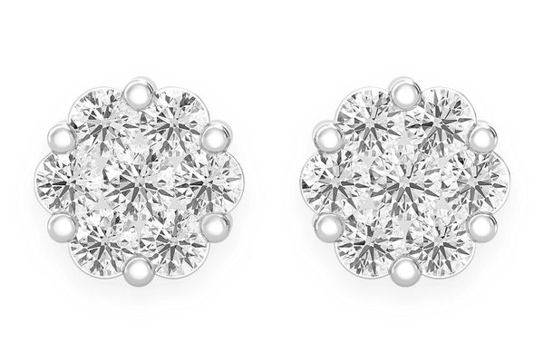 0.75ctw Flower Stud Diamond Earrings 14k Solid Gold