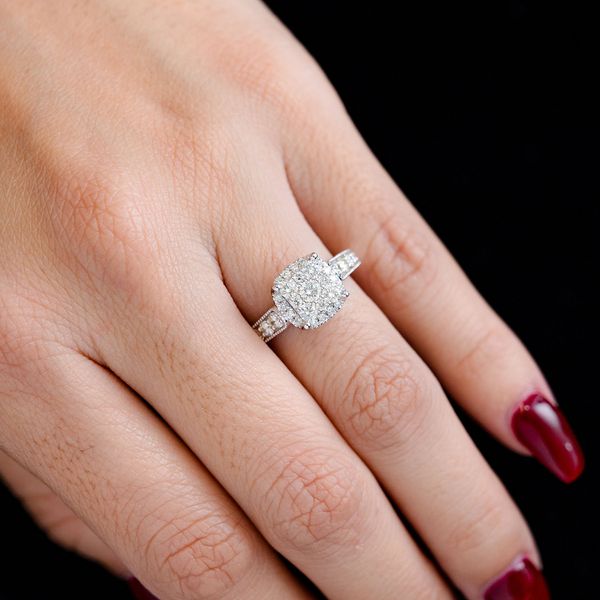 1.00ctw Square Pave Center - Diamond Engagement Ring - All Natural 