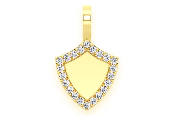 Engraveable Shield Diamond Pendant 14k Solid Gold .20ctw