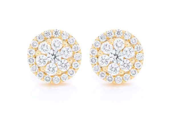 Halo Flower Stud Diamond Earrings 14k Solid Gold 4.00ctw