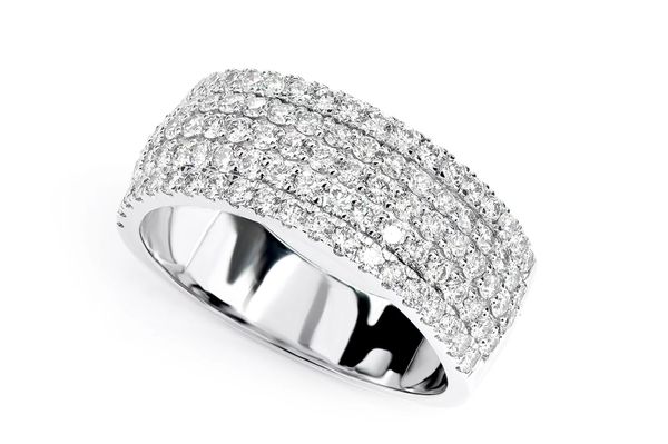 Multi Row French Pave Diamond Band 14k Solid Gold 2.00ctw