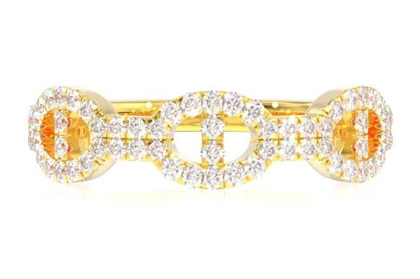 Flat Mariner Link Diamond Ring 14k Solid Gold 0.25ctw