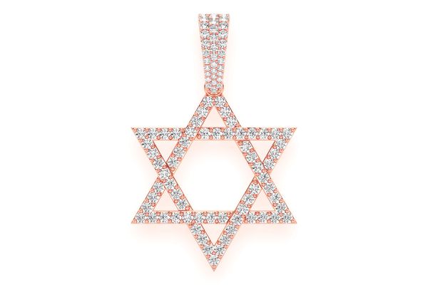 Star Of David Diamond Pendant 14k Solid Gold 1.90ctw