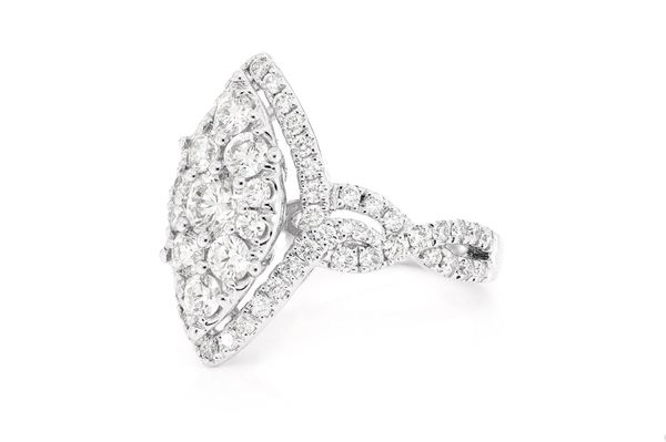 Marquise Mosaic Diamond Ring 14k Solid Gold 2.00ctw