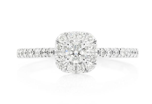 .50ct - Cushion Halo Diamond Engagement Ring - All Natural