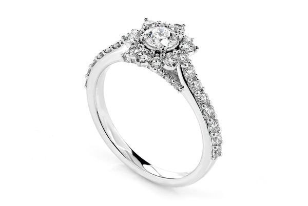 Two Layer Cluster Halo Diamond Engagement Ring - All Natural - 1.00ctw 