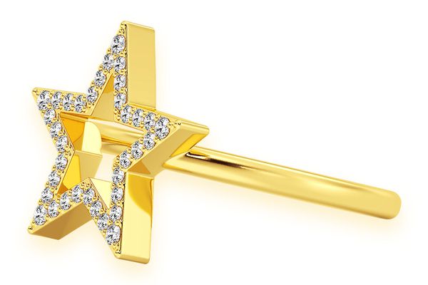 Open Star Diamond Ring 14k Solid Gold 0.15ctw