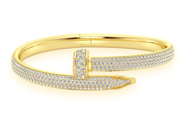 Small Nail Diamond Bangle 14k Solid Gold 2.75ctw