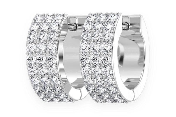 3 Row Hoop Diamond Earrings 14k Solid Gold 0.33ctw