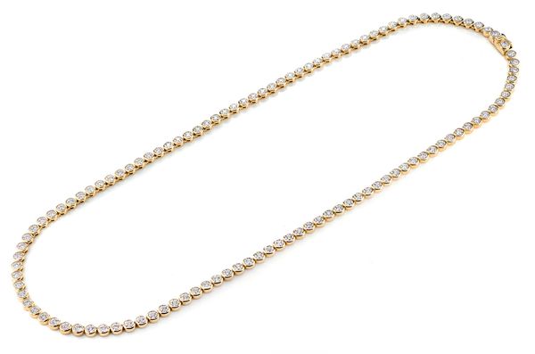 Bezel Set Miracle Diamond Tennis Necklace 14k Solid Gold 5.66ctw