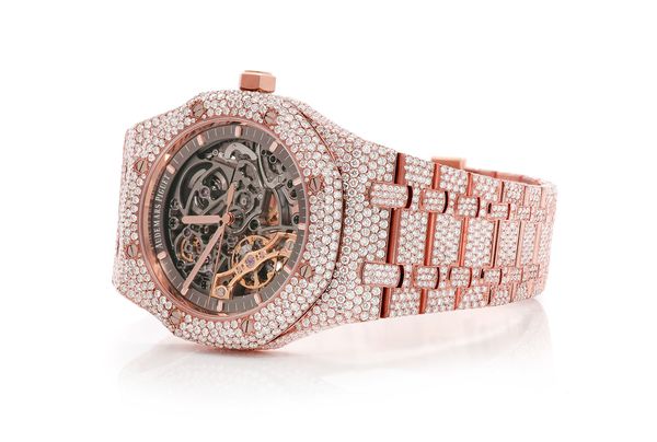 Audemars Piguet Royal Oak Skeleton 41MM 18k Rose Gold - Fully Iced Out